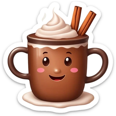 Hot cocoa with cinnamon and sugar in a mug sticker