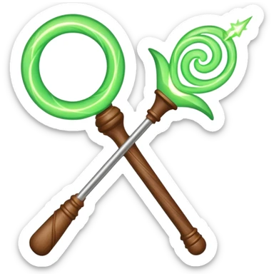 magic wand with green magic wave sticker