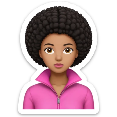 mulher afro americana trabalhando, com cabelo preto e roupa rosa  sticker