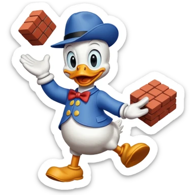 donald duck throwing a brick sticker