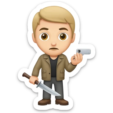 Sneaky man stealing sticker