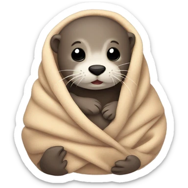 otter cozy in blanket sticker
