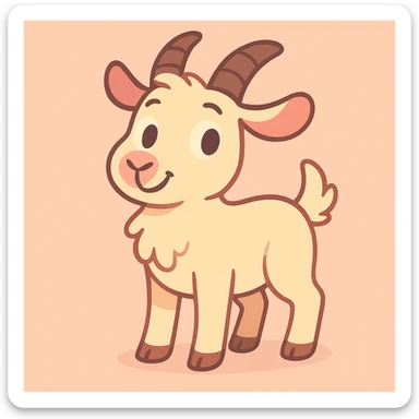 cute cartoon goat, pastel toon style sticker