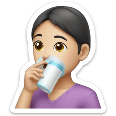 Thai girl with inhaler stuck in her nose sticker