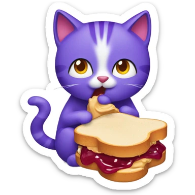 Cat eating peanut butter and jelly sandwich sticker