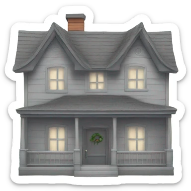 Cute one story grey house sticker