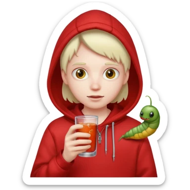 worm in glass in a red hoodie sticker