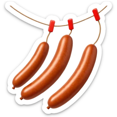 sausages threaded on a string 
Apple emoji style sticker