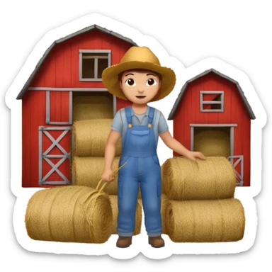 Somebody putting hay in a barn sticker