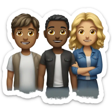 group of 5 people sticker