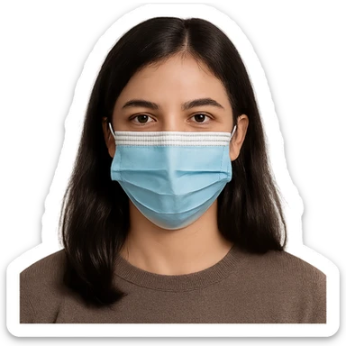 girl with dark hair wearing a covid mask, variation 3 sticker