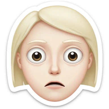 a weird  disoriented face  sticker