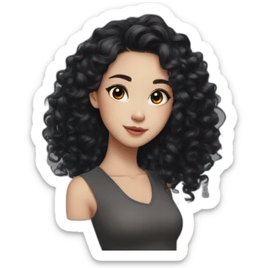 Beautiful girl,Black hair,curls，long hair,Black eyes,Chinese sticker