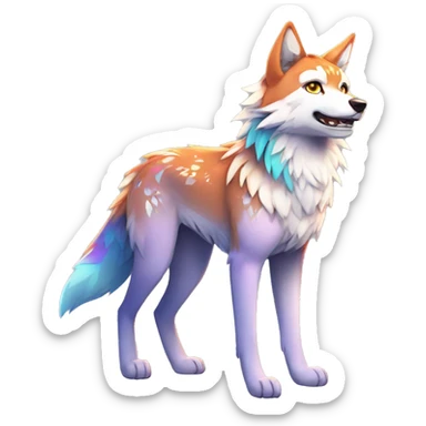 Colorful Shiny Fionbri-Falvie-sparkle-wolf-sona with tribal markings full body sticker