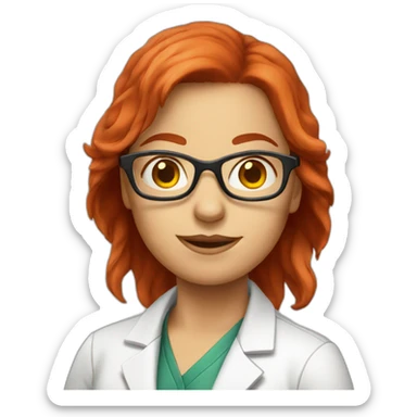 Female scientist with red hair and glasses  sticker