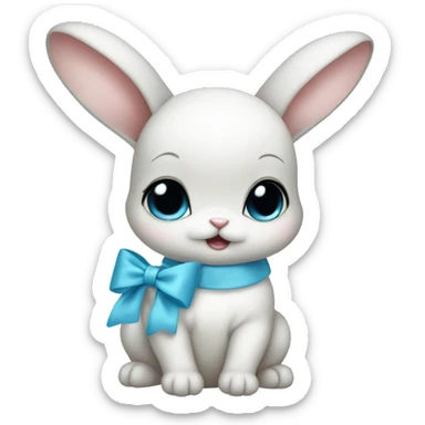 baby bunny baby blue bow sticker