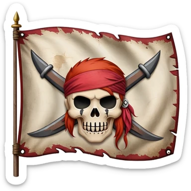 One Piece Red Hair Pirates flag with three scars sticker