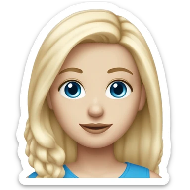 Blonde white girl with blue eyes and blue on tips of her hair sticker