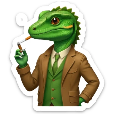 Lizard in a jacket smoking a joint sticker