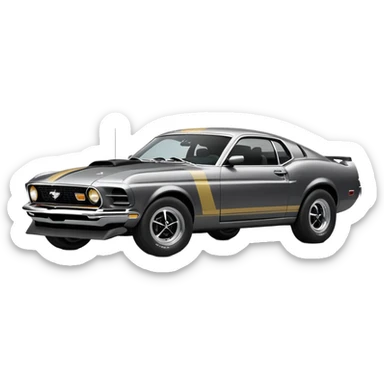 Ford mustang mach 1 grijs met zwarte strepen  sticker