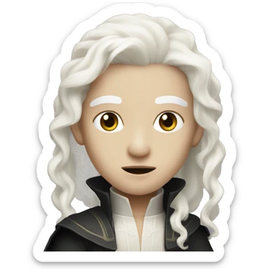 a dungeons and dragons changeling with bone-white skin and white medium length hair and black eyes and no mouth sticker