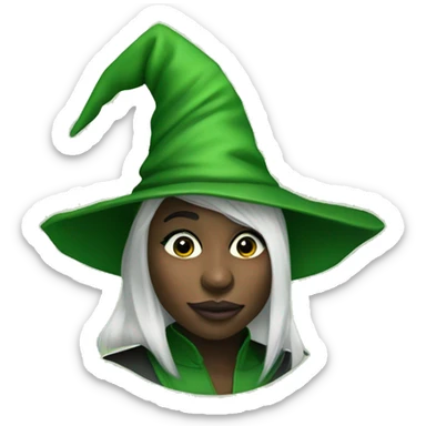 cynthia erivo with green skin and witch hat  sticker