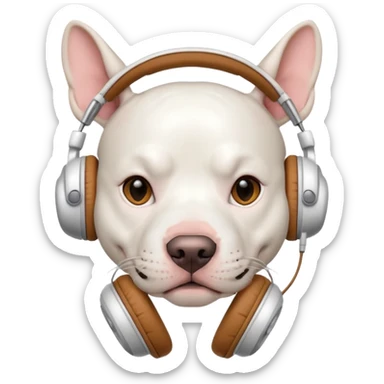 white pitbull head with headphones sticker