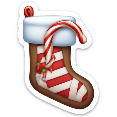 Christmas stocking with candy canes sticker