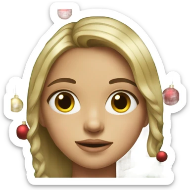 realistic portrait of girl with Christmas tree  sticker