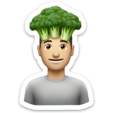 man with broccoli instead of head sticker