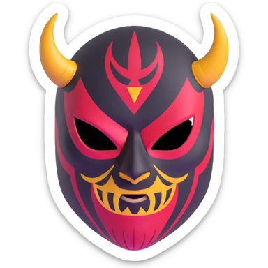 sinister luchador mask with evil expression sticker