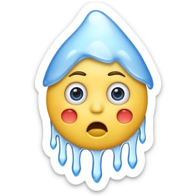 very cold classic yellow emoji, shivering, blue face, icicles, open mouth sticker
