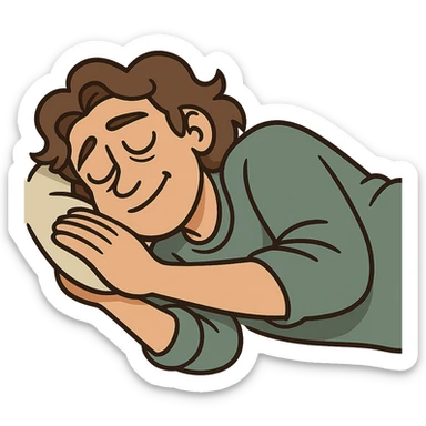 person sleeping on their side, cartoon style, relaxed expression sticker
