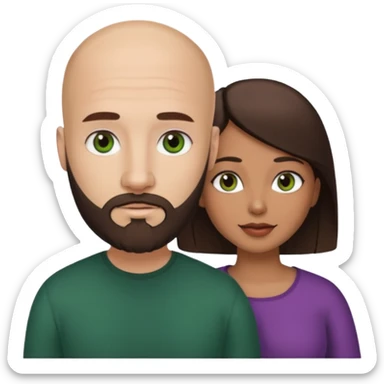 Man beard bald white dark green eyes woman medium hair brown brown eyes latina  sticker