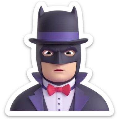 Batman with his black bat mask wearing Victorian era clothes and top hat sticker