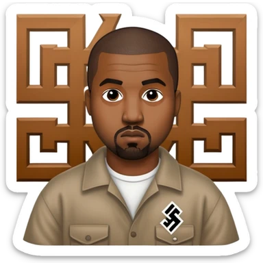 Kanye wearing a swastika shirt sticker