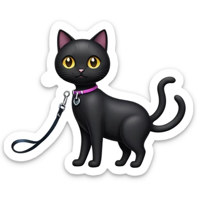 Black Cat being walked sticker