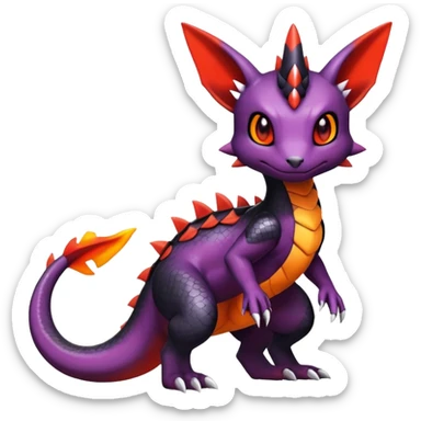 Cute Shiny Guilmon-Salandit-Umbreon-Fakémon-hybrid-creature (full body)  sticker