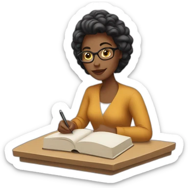 woman writer writing a book sticker