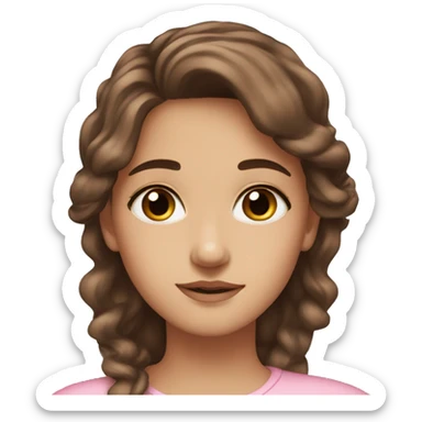 Brown eyes, brown hair, feminine, pink, girl, angelic sticker