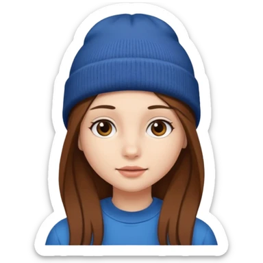 Girl with long brown hair and wearing a beanie
 sticker