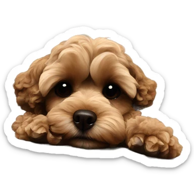 brown maltipoo tired sticker
