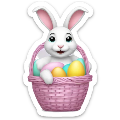 easter bunny with egg light pink basket sticker