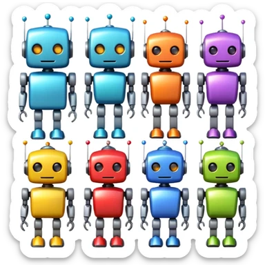 Wholesome cute robots sticker