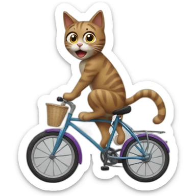 A cat riding a bike sticker
