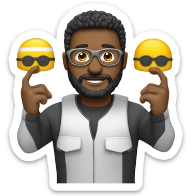 Trabalhador com capacete de segurança oculos e barba rala, pele branca, olhos escuros preto sticker