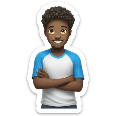 cheerful boy under blue sky sticker