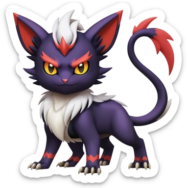 Edgy Cool Kawaii Litten-Noivern-Noibat-Absol-Pokémon Full Body sticker