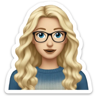 Blonde balayage hair white women sweater blue eyes and small glasses cell phone  sticker
