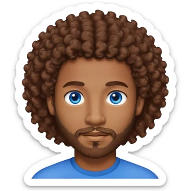 black man with brown curly hair and blue eyes facial hair sticker